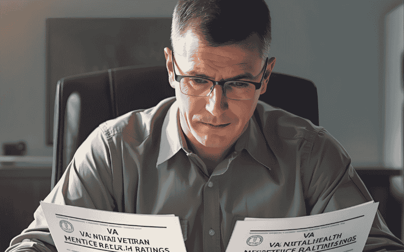 Veteran Reviewing Updated VA Mental Health Rating Paperwork