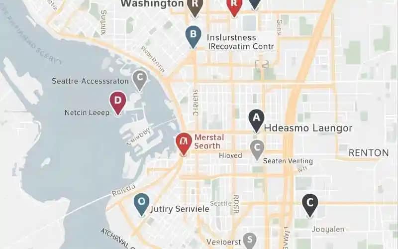 Washington, Seattle, and Renton Mental Health Locations Map